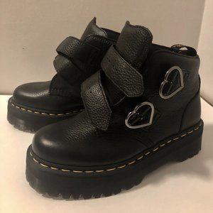 Dr. Martens Devon Heart Leather Platform Boots - Black (Never Worn)